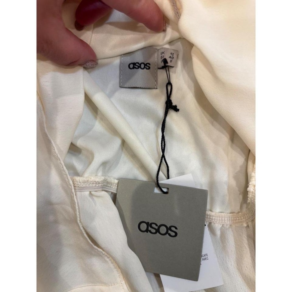 ASOS Cream Lace Peter Pan Collar Mini Dress Short Sleeve NWT Size 8 - Picture 4 of 6